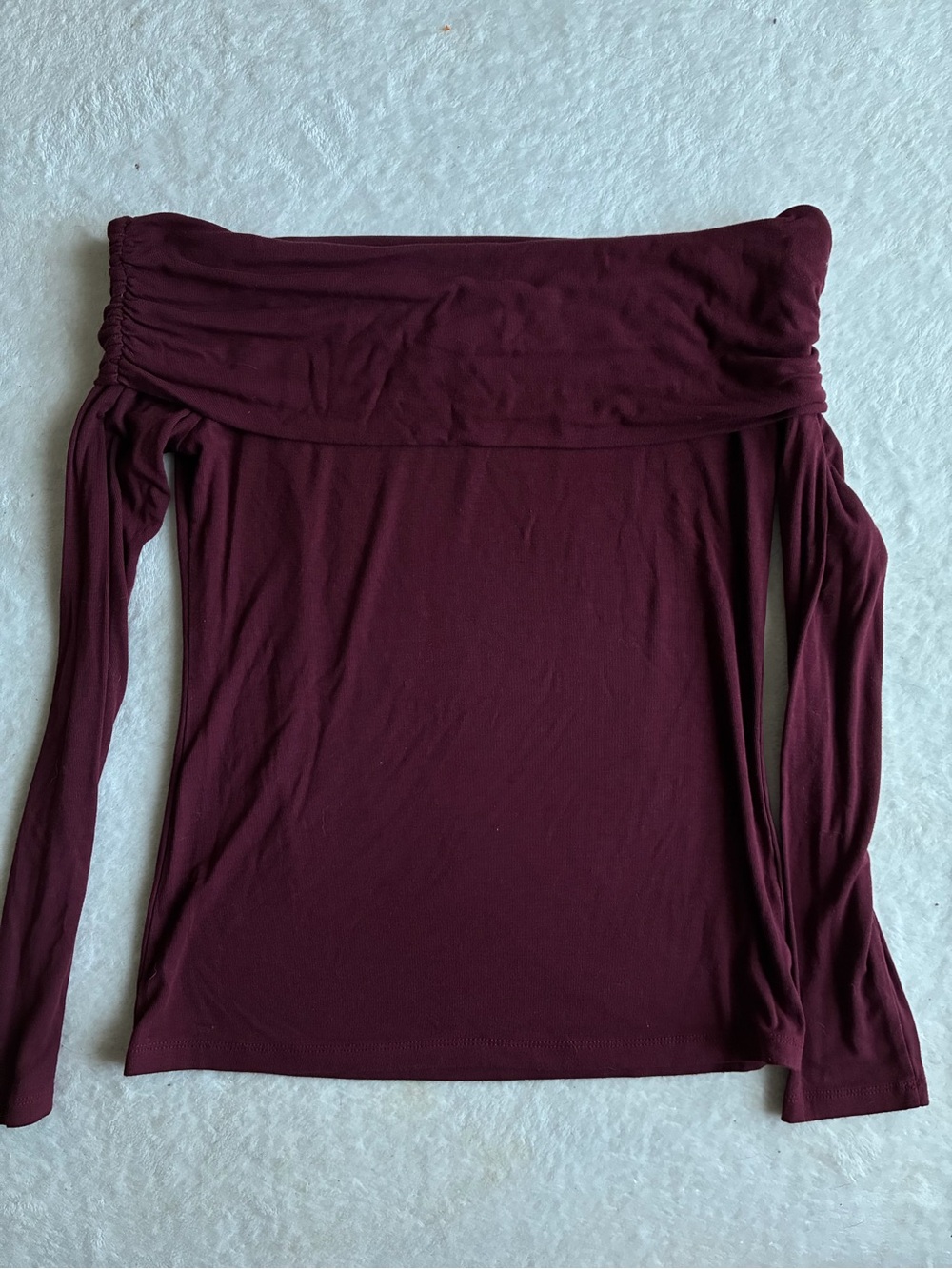 Women's Off-Shoulder Long Sleeve Top in Burgundy